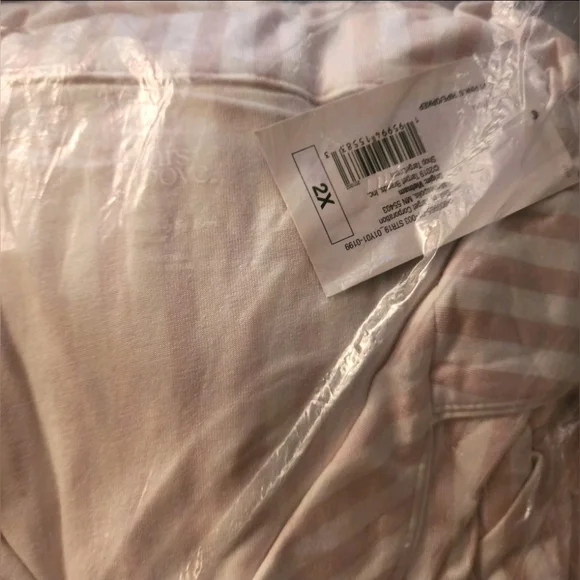 Womens STARS ABOVE MODAL 2 Piece Pink & White Striped Pajama Outfit Set - Picture 3 of 6